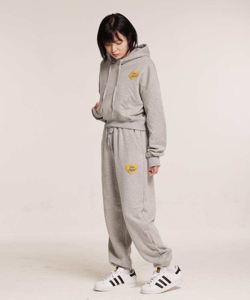 CREAM SODA LAB Human Highlight Heart Jogger Pants Gray Yellow