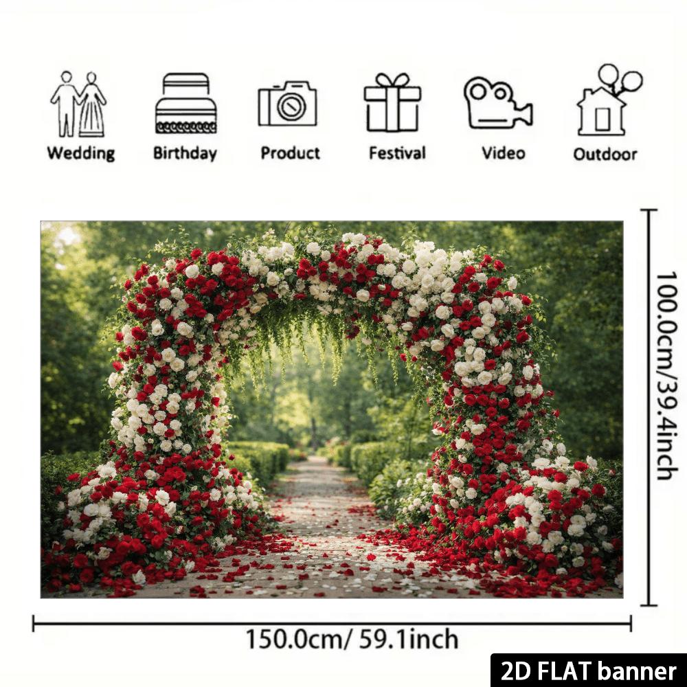 1Pcs Wedding Floral Arch Red White Roses Decoration Background Backdrop For Photo Studio Photo Booth Party