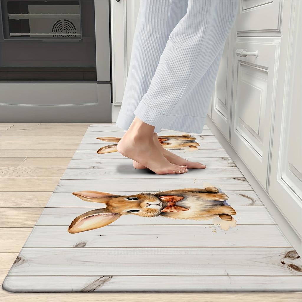 1 buc Covoare de bucătărie anti-oboseală, imprimeu cu iepure, impermeabilă, anti-alunecare, covoraș de bucătărie, cu perne groase, covoraș de bucătărie rezistent, confortabil, pentru bucătărie