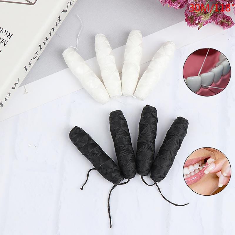 4 role 120 m biologicky odbouratelné zubní nitě bambusové uhlí Flossatural Silk pro péči o ústní dutinu