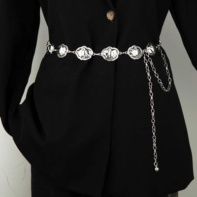 Western Style Wasteland Style Retro Silver Metal Waist Chain Women'S Skirt High Sense Niche Waist Belt Tide