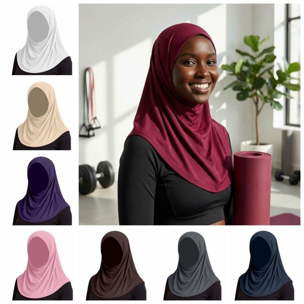 Soft Ramadan Hijab Solid Color Islamic Headscarf India Hat Headband Hat Outdoor