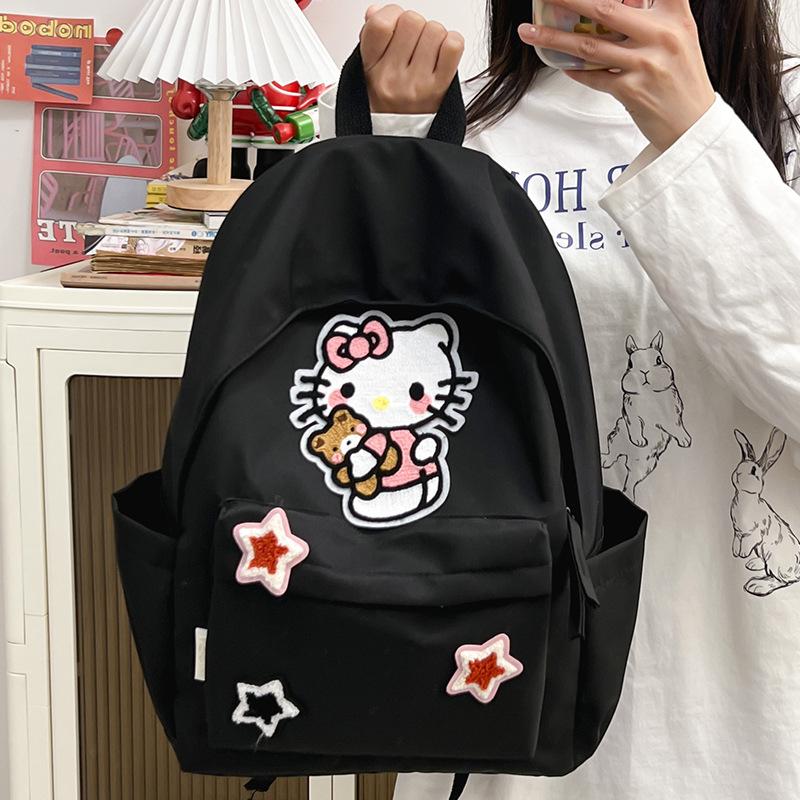 Schoolbagkt Cat School Bag Female Junior High School Student Backpack Large Capacity College Student Campus Backpack Oxford Cloth Backpack