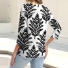 Women's Casual Fashion Floral Print Three-quarter Sleeve Button Cardigan Top