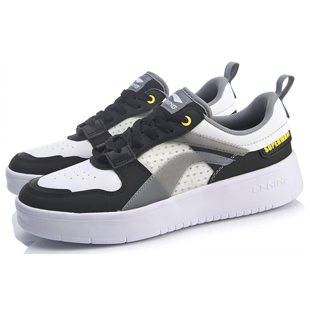 New LiNing Wave Superwave Lite Anti Slip Wear Resistant Low Top Skateboard Shoes Men's White Black Gray AGCQ063-3