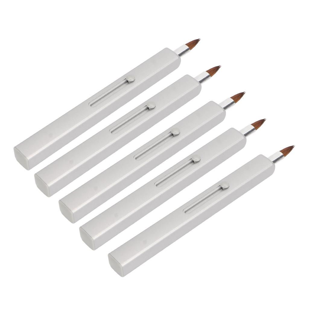 5Pcs Lip Brush Retractable Portable Multipurpose Single Ended Nylon Lip Makeup Brush Grey Shell