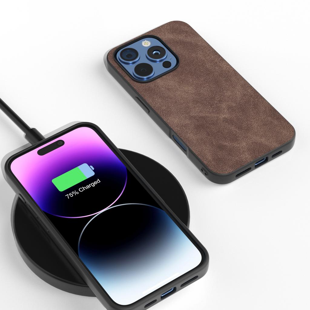 For iPhone 16 Pro Max Case PU Leather PC TPU Hybrid Phone Cover