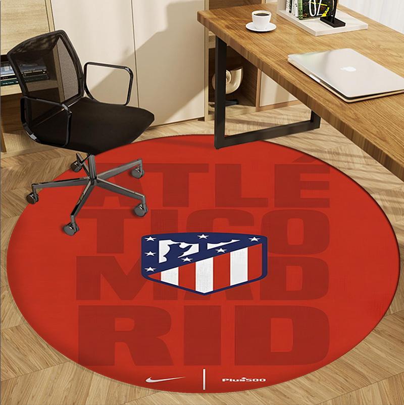 Atletico Madrid Pattern Round Rug, Indoor/Outdoor Mat, for Picnic, Gameroom, Bedroom, Office, Living Room, Home Decor Carpet, Birthday Gift