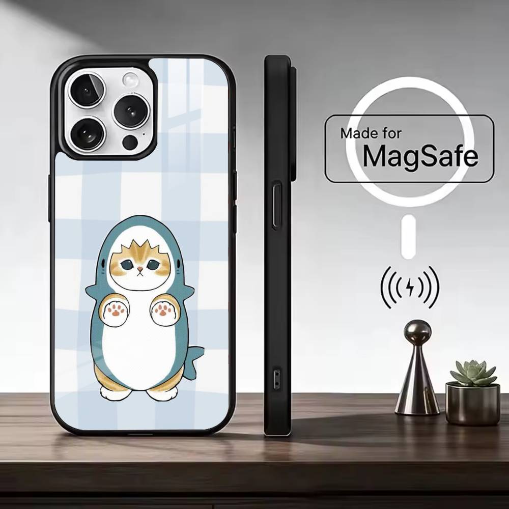 M-Mofusand Cat Cute Cartoon Phone Case For iPhone17,16,15,14,13,12,11 Plus,Pro Max, New Magnetic Wireless Charging
