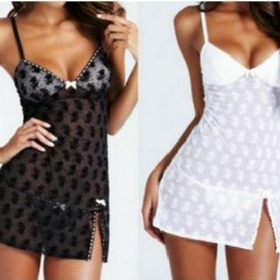 Elegant European & American Rose Pattern Nightgown - Sexy Lingerie Style Extra Large белый
