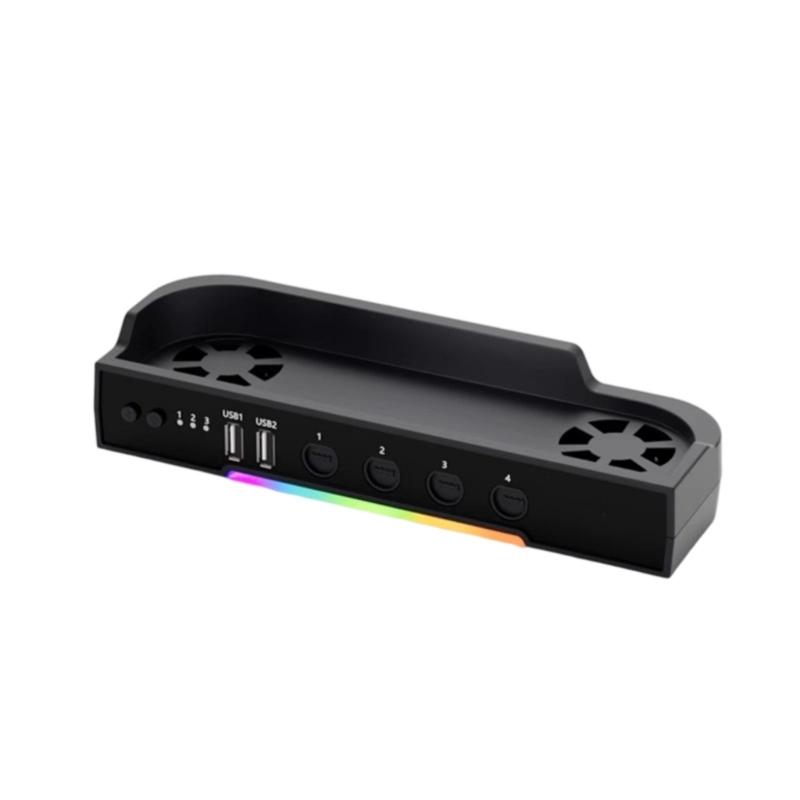 Cooling Dock With Adjustable Double Fan Active Cooling Tool Multiple Port Center Lighting Wall Mountable Design for switch2
