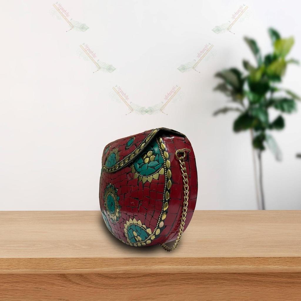 Bridal Women's Antique Brass Purse Ethnic Handmade Metal Clutch Bag