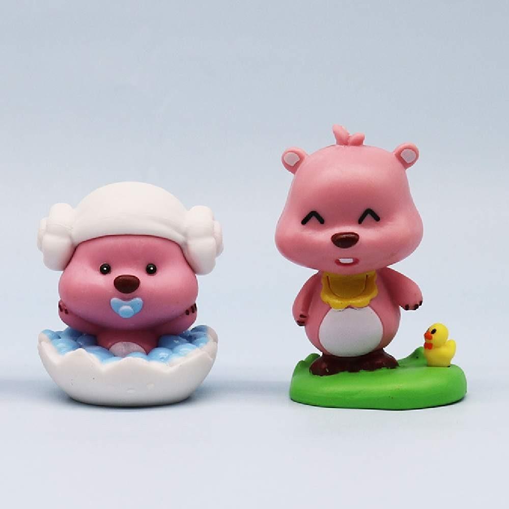 Lovely Pink Little Seal Figurine Baby Girl Gift Pvc Material 7cm Cute Little Beaver Doll Figurine Gift