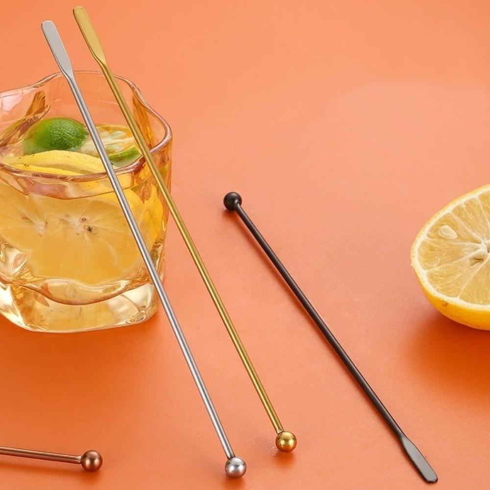 Fruit Sticks Stainless Steel Mixing Stick Long Handle Decoration Drink Stirring Reusable Ball Peen Stirring Rod Kitchen Drinks