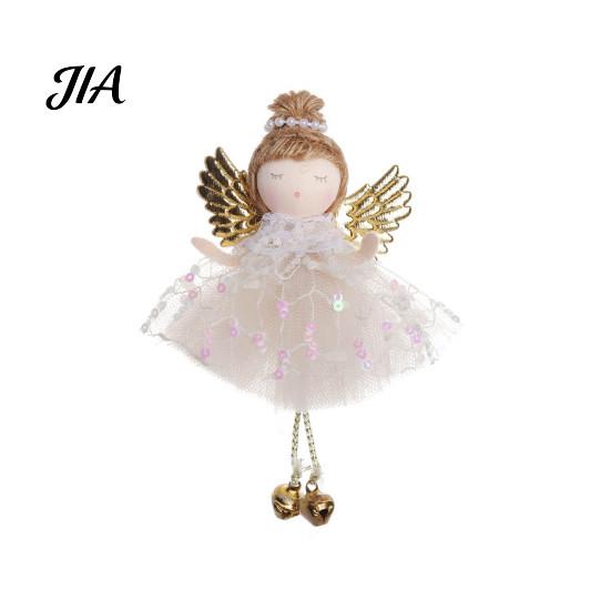 Pastel Christmas Tree Decor Angel Ornaments, Cute Plush Doll Pendant with Soft Furnishing Party Accents Bell for Tree, Holiday Home Simple Scene