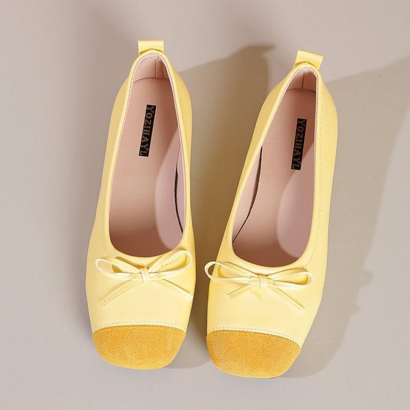 Новый стиль весенне-осенней обуви на плоской подошве - Узкий носок - Универсальная женская обувь 35 жёлтый