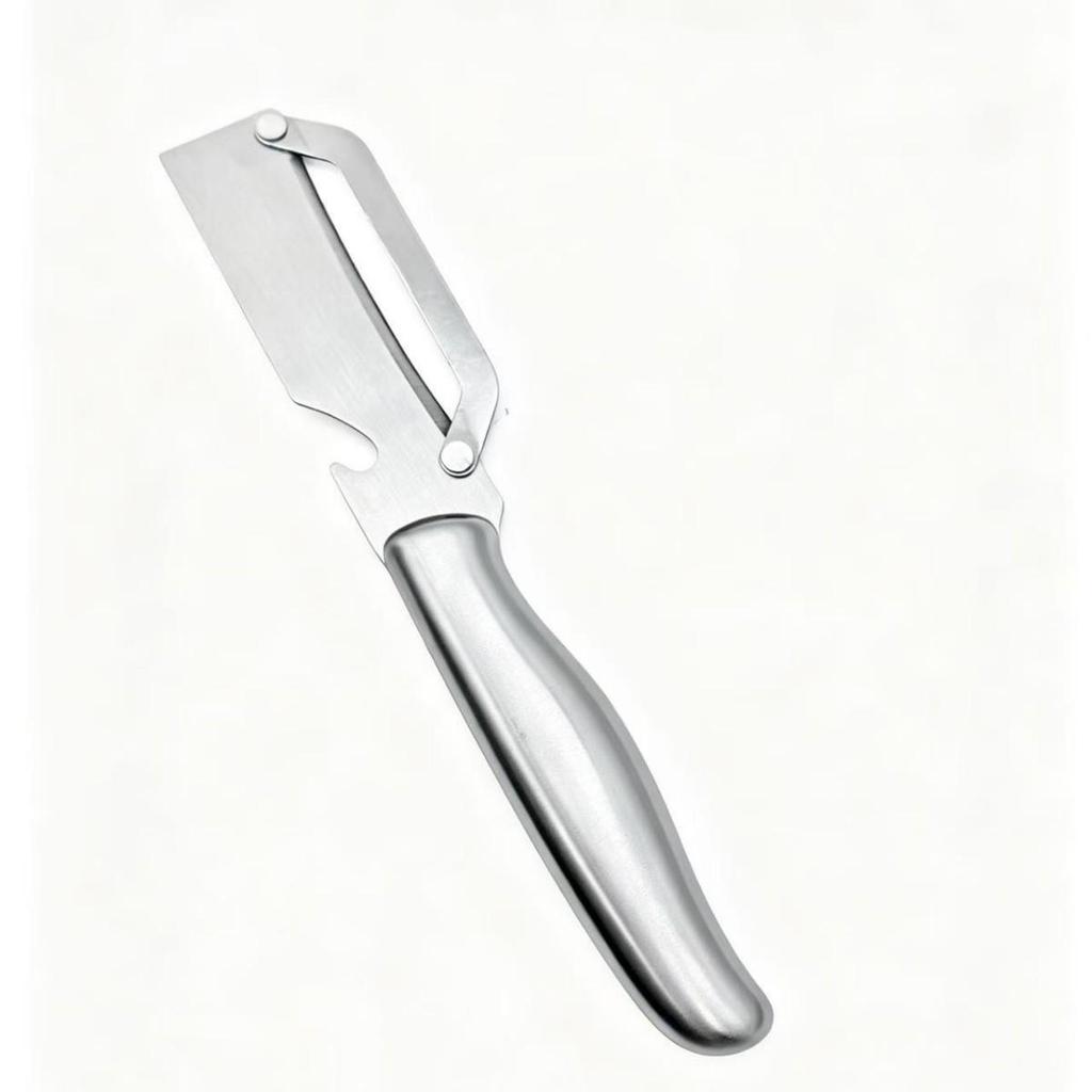 Multi-functional Wooden Handle Stainless Steel Peeler & Melon/Scallion Slicer