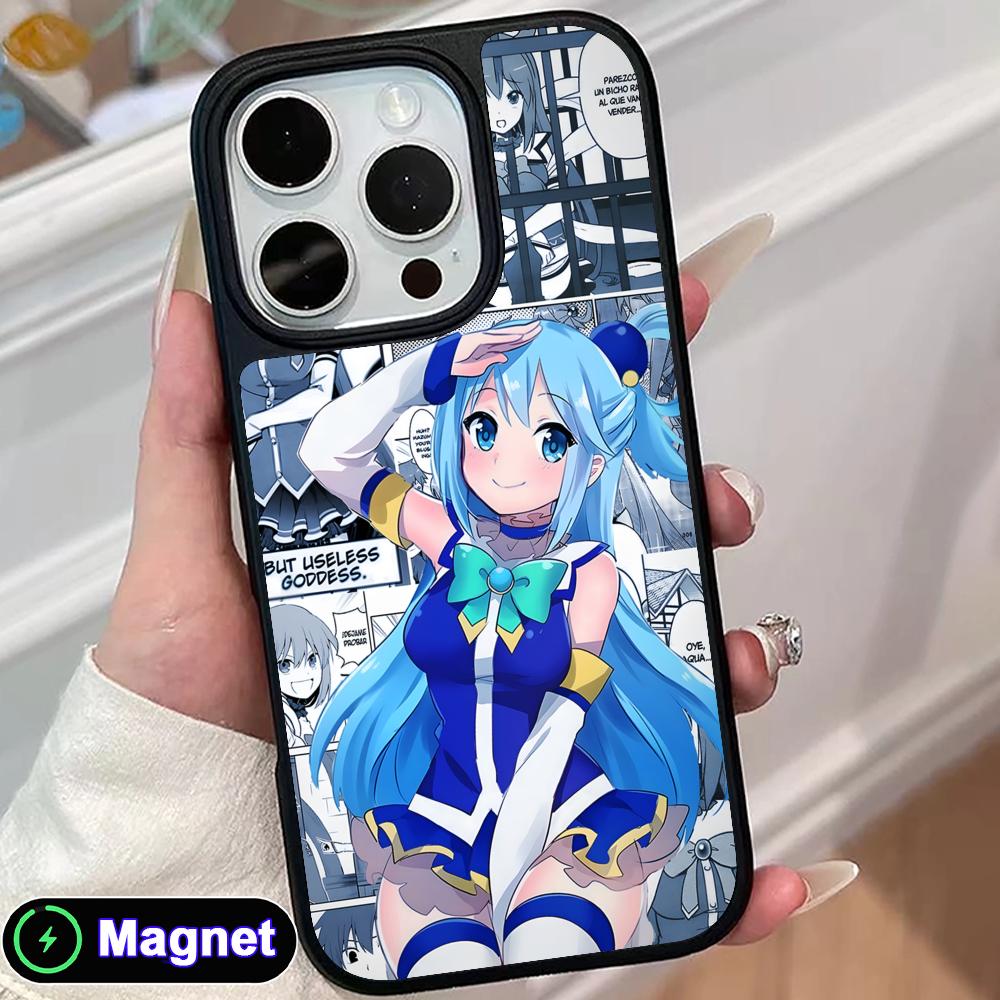 Konosuba Aqua Matte Surface Magsafe Mobile Phone Case for iPhone 17 16 15 14 13 12 11 Air Pro Max Plus Colorful Cover