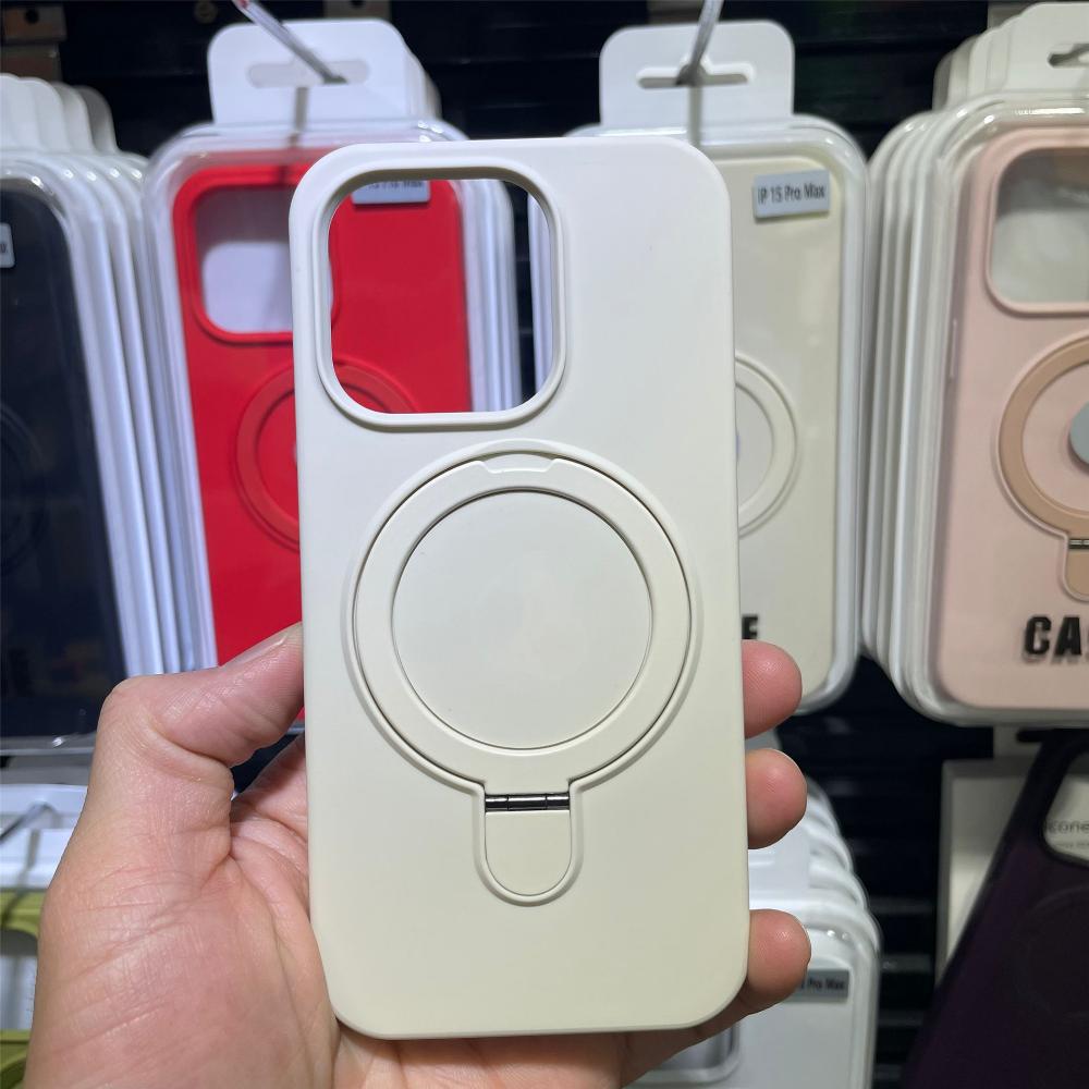 Compatible with Apple IPhone 15 Pro Max, Magnetic Stand, Liquid Silicone Phone Case, IPhone 17 with Support Point Protective Case
