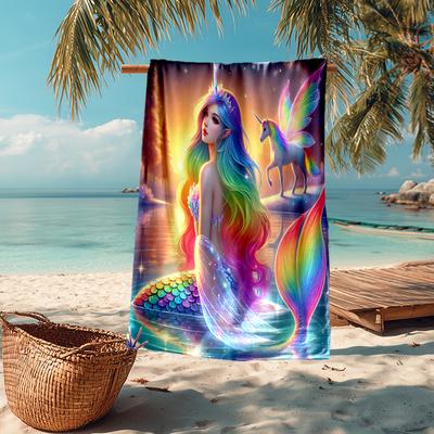 Mermaid Fashion Beach Towel: Ideal for Summer Adventures Soft, Absorbent and Quick Drying Suitable for Swimming and Bathing