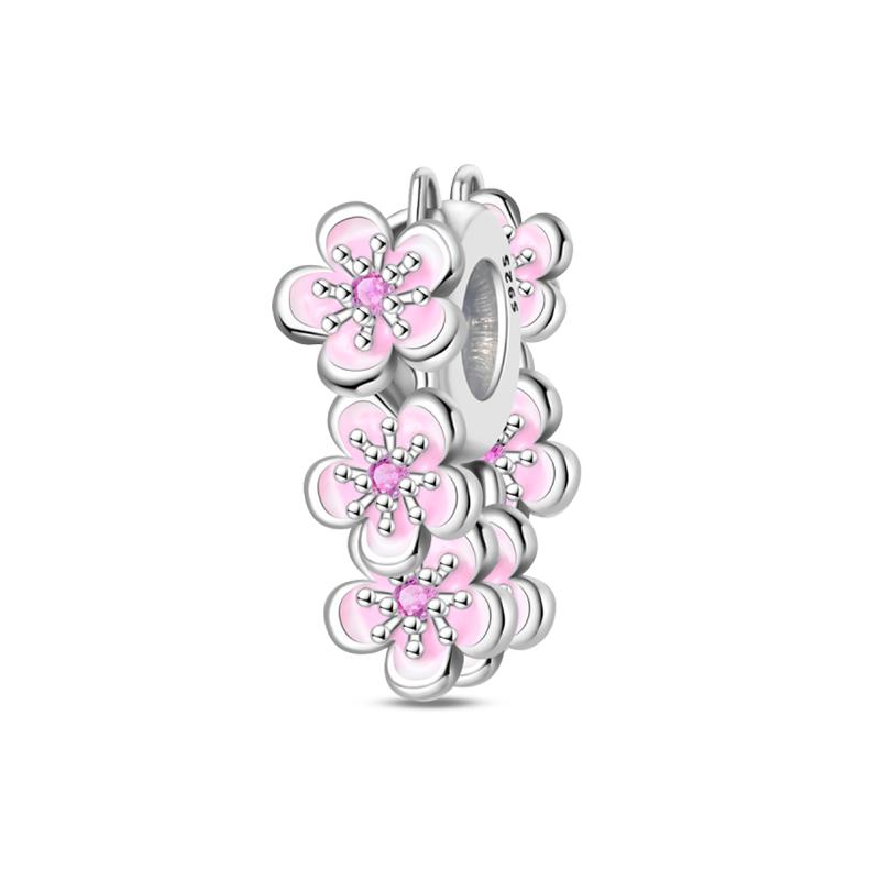 Copper Craft Plum Blossoms Azaleas Sunflowers Cherry Blossoms Sparkling Zircon Beads Charms Birthday Diy Exquisite Jewelry