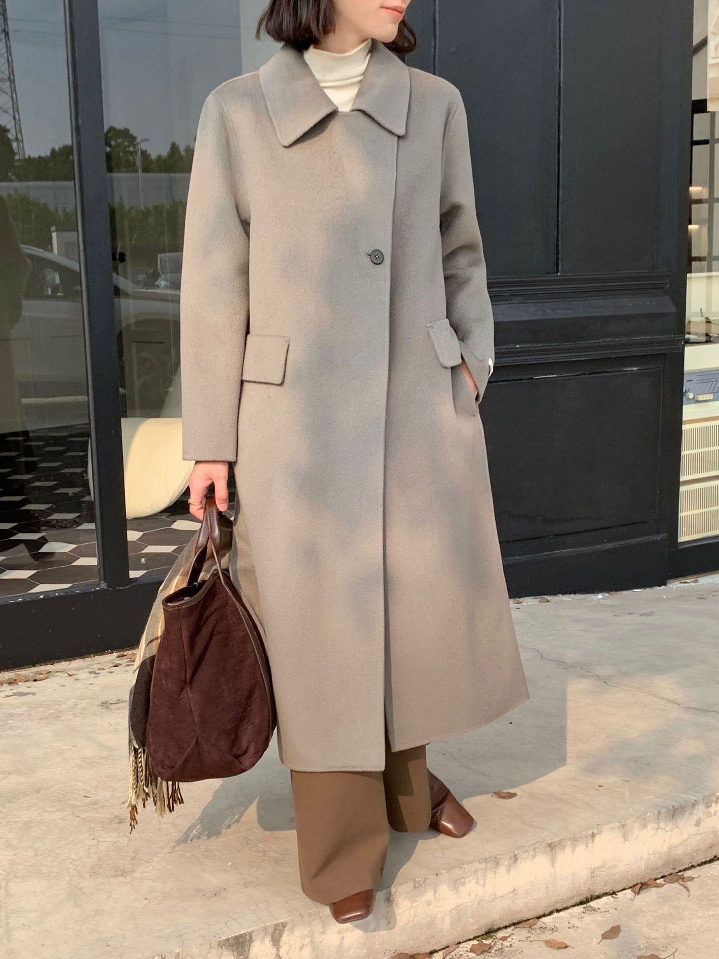 

Повседневное универсальное двустороннее пальто из шерсти ручной работы, женское осенне-зимнее пальто нового дизайна M