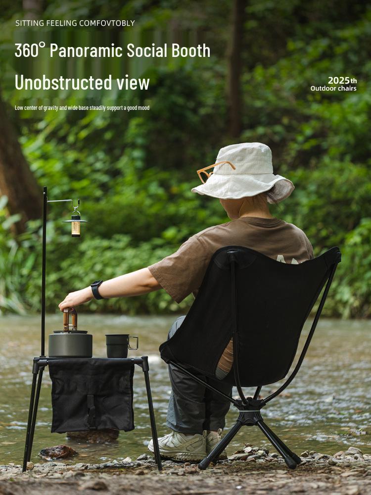 Portable 360° Rotating Moon Chair - Lightweight Aluminum Folding Chair for Camping, Fishing, and Picnics