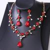 Luxury Colorful Crystal AB Water Drop Flower Bridal Jewelry Sets Rhinestone Necklace Earrings Wedding Dubai Jewelry Set
