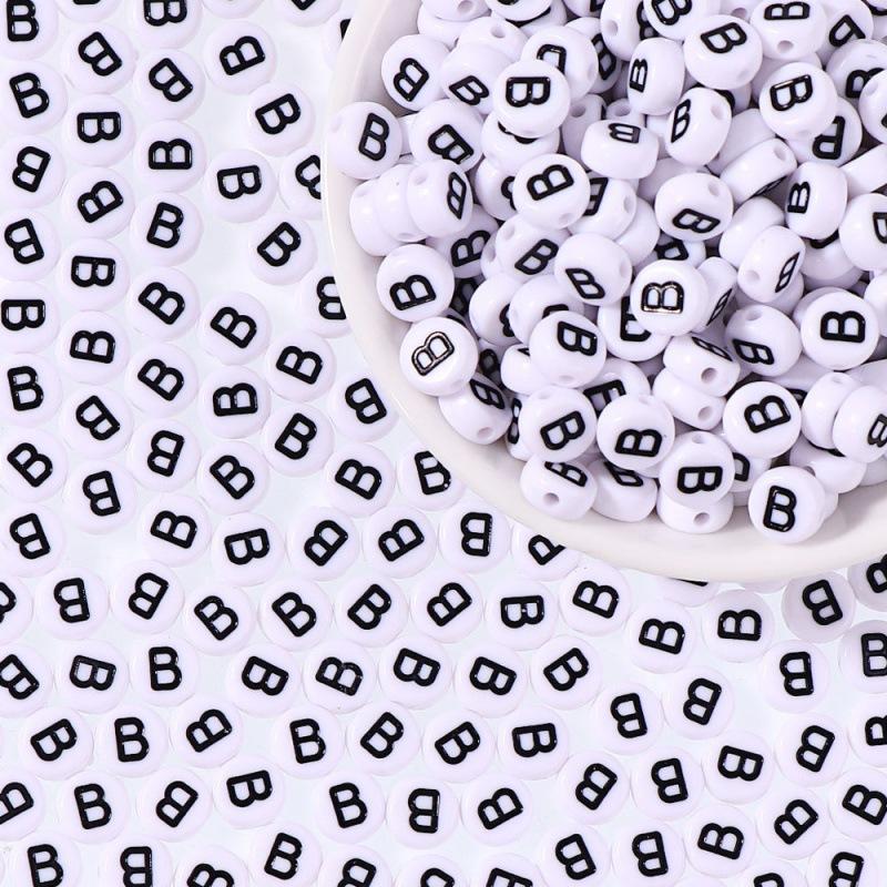 100/Taška DIY Černé a Bílé Anglické Akrylové Korálky s Písmeny Ručně Vyráběné Náramky Náhrdelníky Korálkové Doplňky