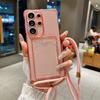 Crossbody Lanyard Clear Slot Card Holder Soft Case for Samsung S25 S26 Edge S23 S24 Ultra S22 Plus A56 A55 A54 A53 A52 A51 Cover
