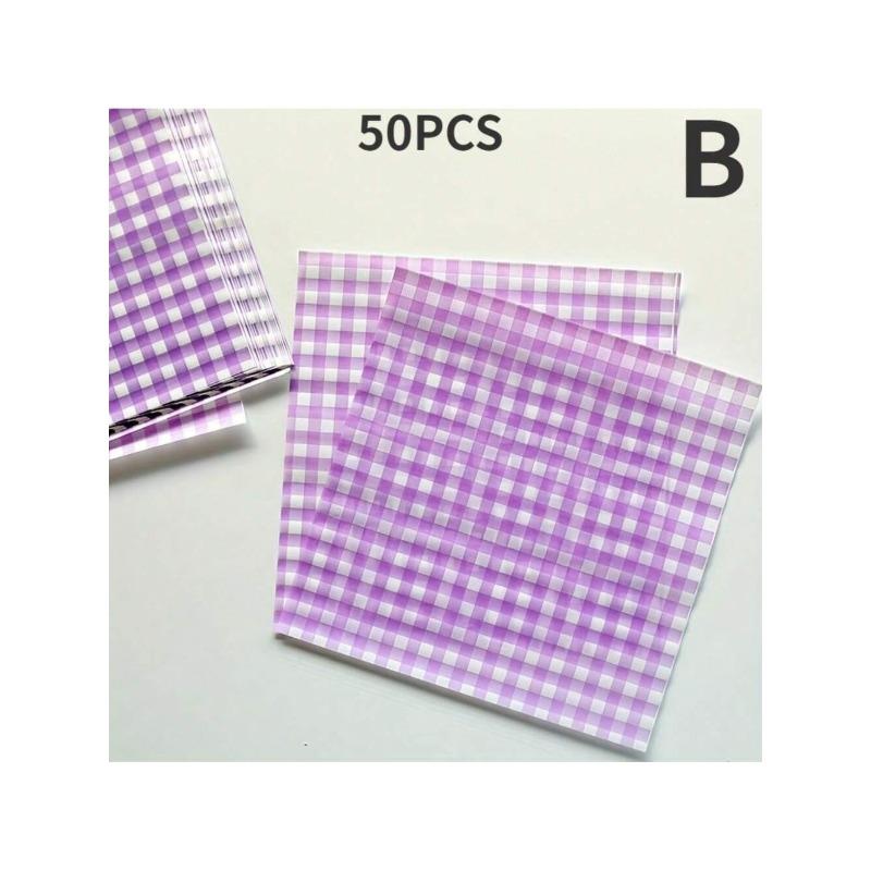 50PCS Checkered Wax Paper Greaseproof Sheets Non-Stick Food Wraps for Sandwiches Burgers Deli Party Fast Food Cheese Baskets