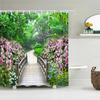 Bathroom shower curtain 3D nature forest landscape print polyester waterproof curtain home decoration curtain with hook 180x200