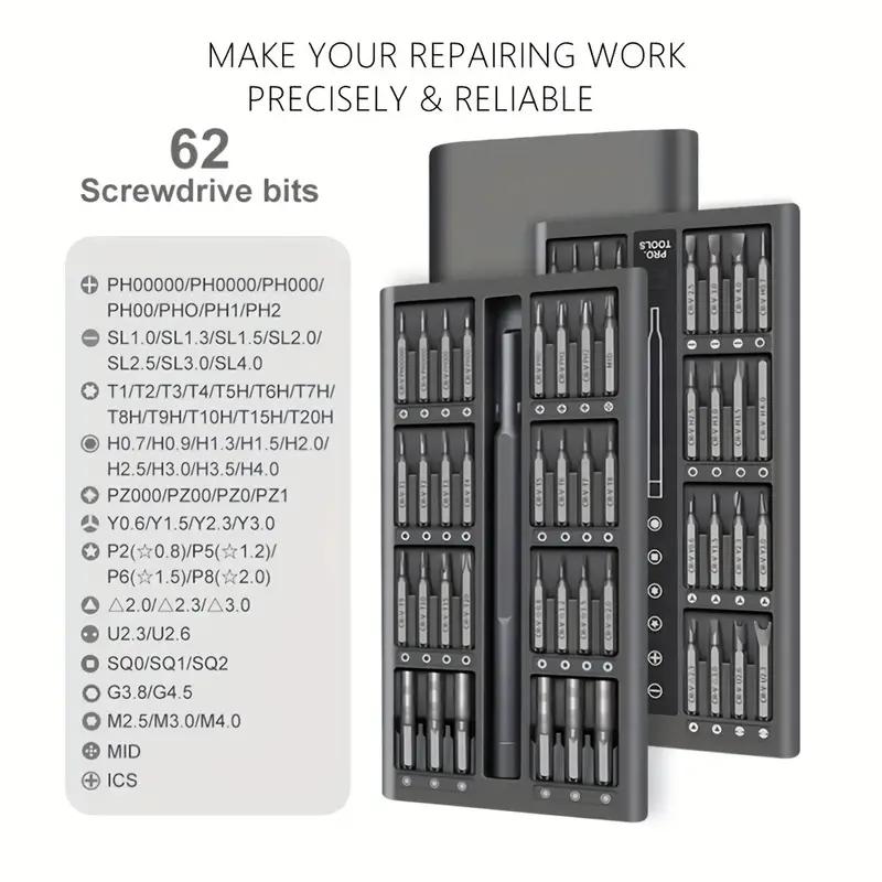 63-in-1 Precision Watch Screwdriver Set, Magnetic Professional Repair Kit, Small Chrome Vanadium Alloy Steel Screwdriver