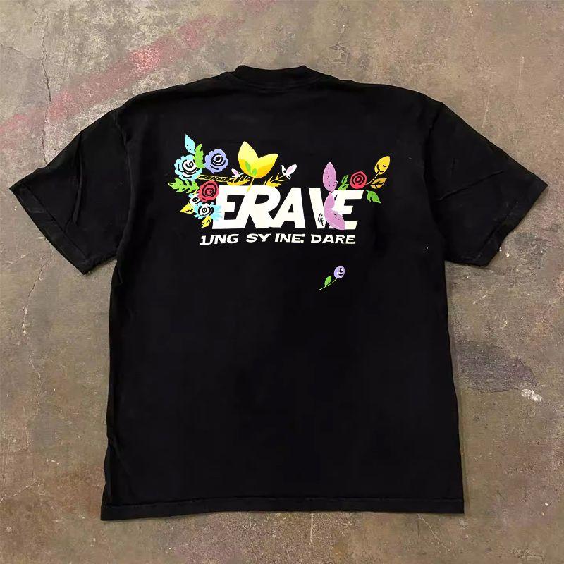 

Make Money for Charity 3a260G Pure Cotton Double Yarn! Upward Man! Couple Women s Loose Short-Sleeved T-shirt Gloves 3A [double yarn pure cotton 260g] Black M