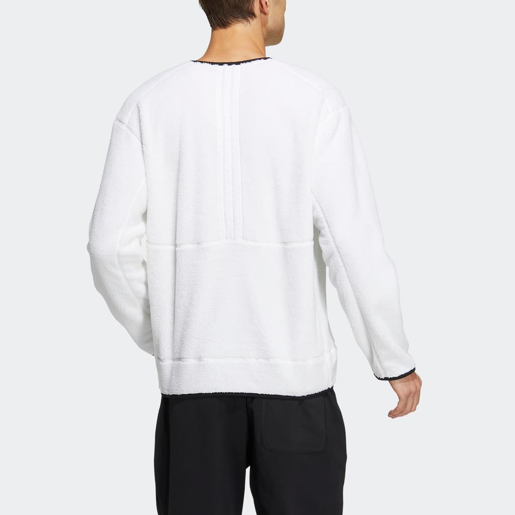 Adidas Fleece Crew Sweatshirt With Logo Pocket Unisex Sweatshirts White HN2073