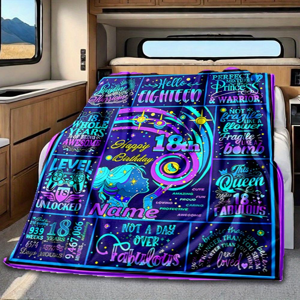 Princess Crown 18Th Birthday Blanket Personalized Name Soft Comfortable Stylish Blanket Car Blanket Perfect For Travel Camping Outdoor Home Suitable