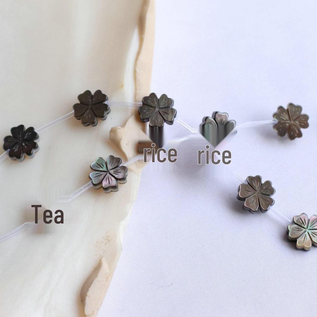 12mm Mother-of-Pearl Petal Carving Black & White Shell Beads for DIY Jewelry