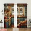 Set Of 2 Flat Printing Happy Christmas Scene Curtains Kitchen Cozy Festive Digital Printed Polyester Drapes Curtain Perfect For Window
