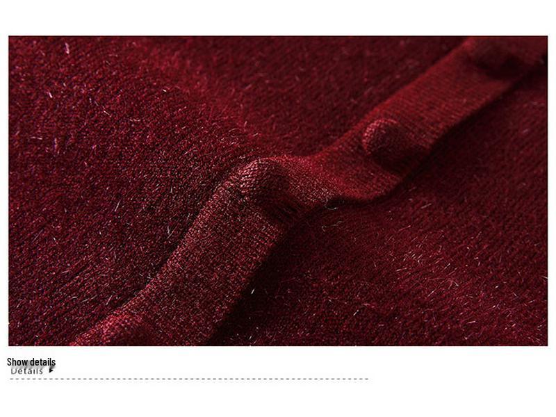 Stylish Fleece-Lined Winter Sweater for Middle-Aged and Elderly Women - Half-High Collar Base Layer
