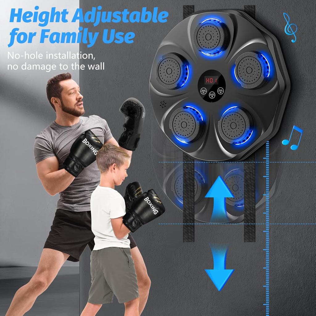 Music Boxing Machine with 9 Modes & 9 Speeds, Wall-Mounted Electronic Punching Trainer for Adults & Kids