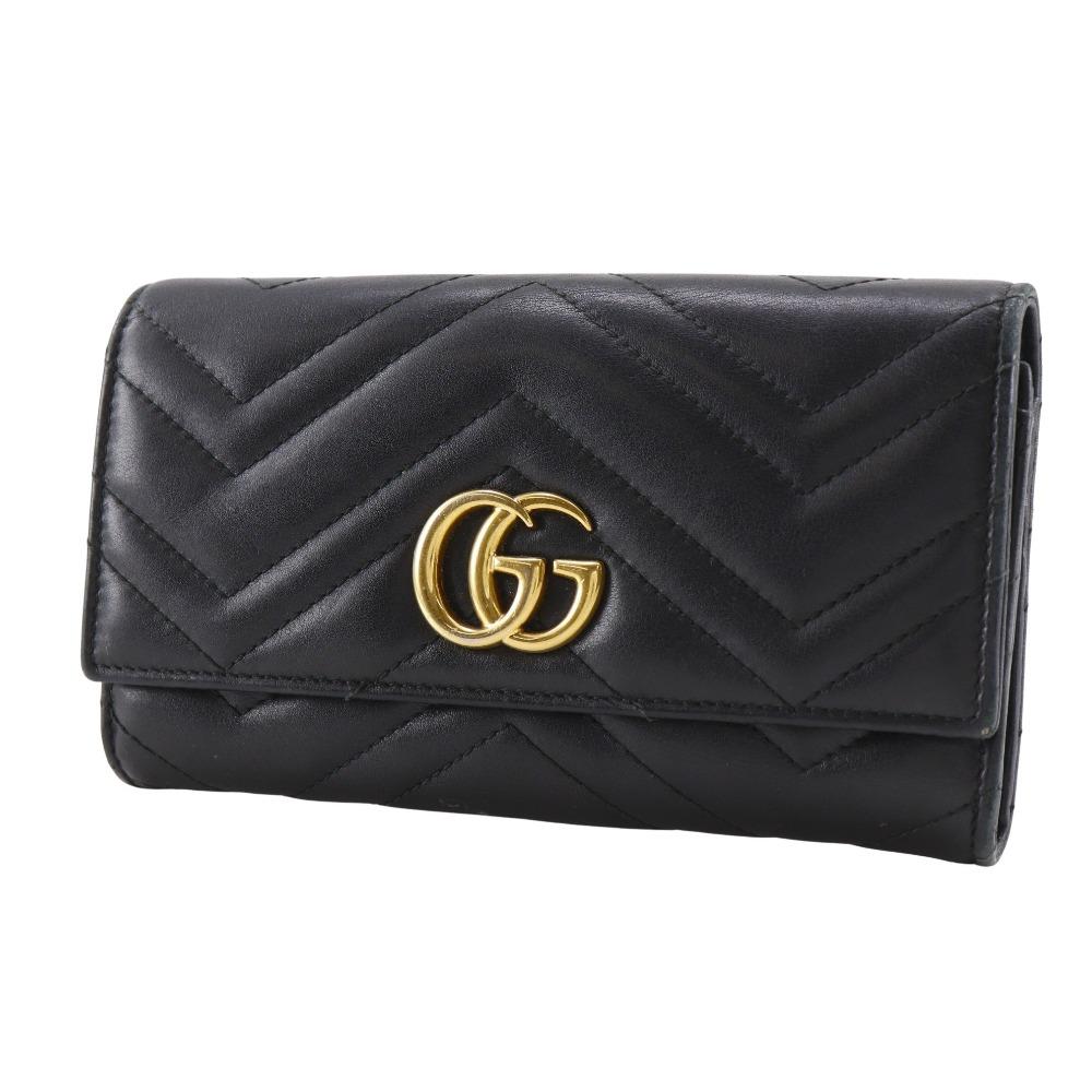 GUCCI GG Marmont Purse 443436 black Calfskin Women Used