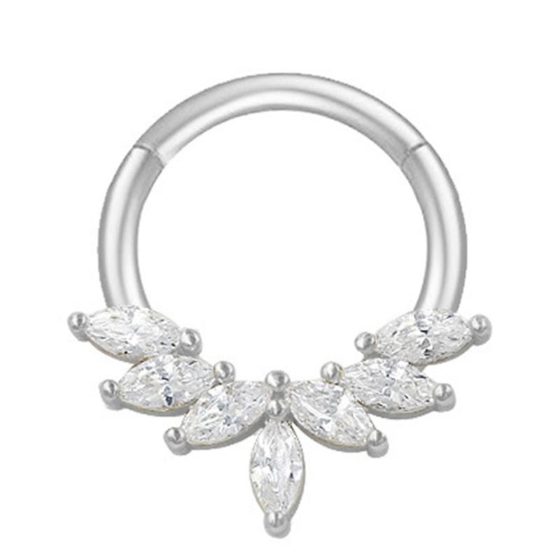 Crystal Nose Piercing Silver Color Septum Ring Stainless Steel Accessory for Ear Helix Cartilage Body Accessories