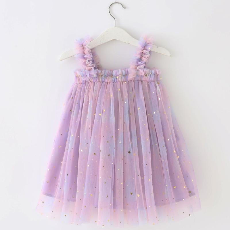 Girls Lace Dress Elegant Princess Party Dress Summer Little Girl Ruffled Vest Hollowed Out Short Skirt 3-10 Year Old Children's