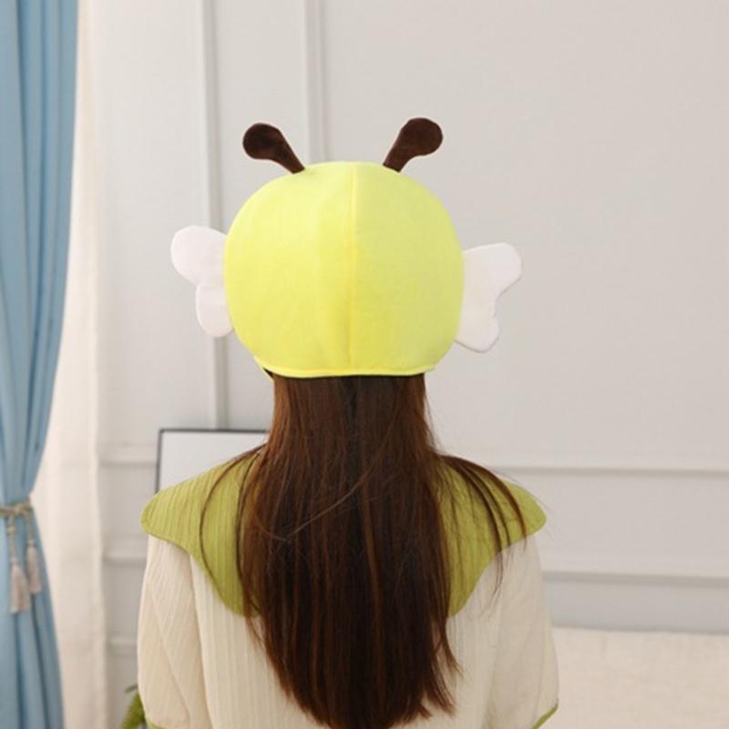 3D Honeybee Hat for Adult Children Cartoon Plush Hat Party Headgear Festival Holiday Photo Props Cap Costume Accessories