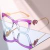 Luxury Purple Gradient Cat Eye Sunglasses with Rhinestone Heart Accents, Trendy Fashion Eyewear for Women's Party Outfit