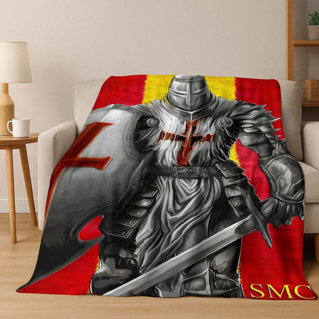 Templar Blood Knight Honor Holy Crusader Cartoon Flannel Blanket,Cozy Soft Throw Blanket for Home Bedroom Bed Sofa Cover Gift