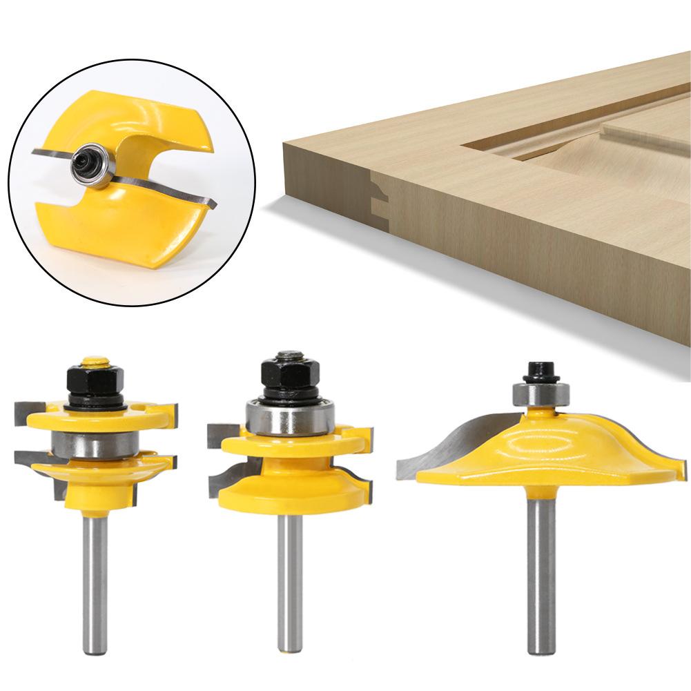 3-Piece Set Of 6-Handle Cabinet Door Panel Knives, Household West Tenon Knives, Woodworking Milling Cutters, Woodworking Cabinet Door Milling Cutters,