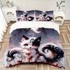 3pcs Handsome Black and White Cat Printed Quilt Set - Includes 1 Quilt Cover and 2 Pillowcases, Machine Washable - Suitable for All Seasons.N054