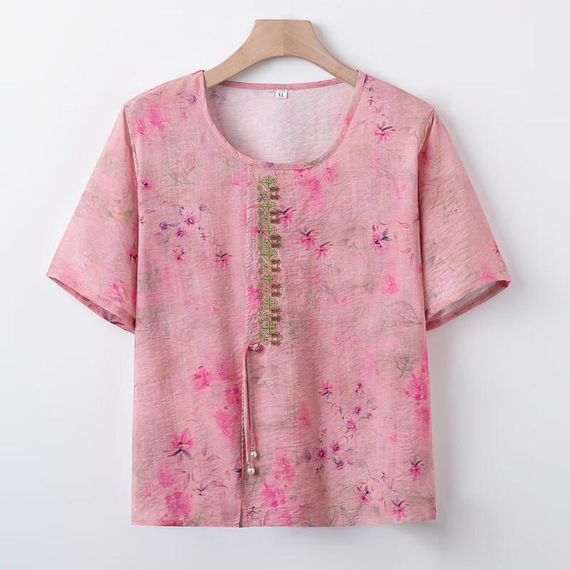 Mid-Aged & Elderly Women's Summer Floral Short-Sleeve Two-Piece Set