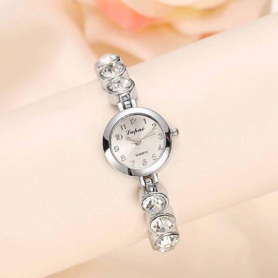 Yousheng Ladies Elegant Wrist Watch Exquisite Women Bracelet Rhinestones Quartz Faux Crystal Small Dial Watch